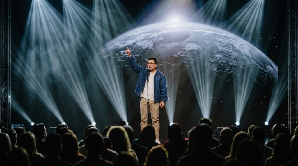 Alex Sung speaking on stage at YouVersion conference on church technology and digital ministry